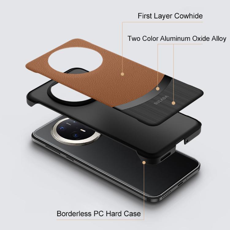 For Huawei Mate 70 SULADA Frameless Top Layer Cowhide Leather Hybrid PC Phone Case(Blue)