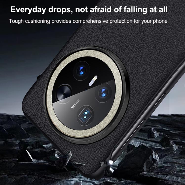 For Huawei Mate 70 SULADA Frameless Top Layer Cowhide Leather Hybrid PC Phone Case(Blue)