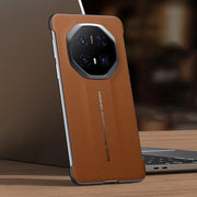 For Huawei Mate 70 RS Ultimate SULADA Frameless Top Layer Cowhide Leather Hybrid PC Phone Case(Brown)