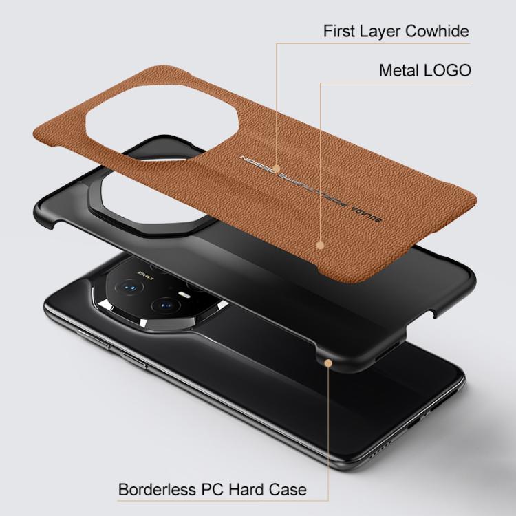 For Huawei Mate 60 RS Ultimate SULADA Frameless Top Layer Cowhide Leather Hybrid PC Phone Case(Red)
