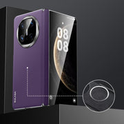 For Huawei Mate X6 SULADA Frameless Top Layer Cowhide Leather Hybrid PC Phone Case(Purple)