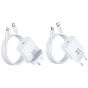 REMAX RP-U71 30W Type-C All-compatible GaN Charger with Data Cable, Plug:UK Plug(White)