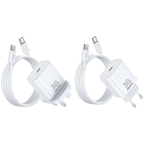 REMAX RP-U71 30W Type-C All-compatible GaN Charger with Data Cable, Plug:UK Plug(White)