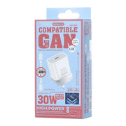 REMAX RP-U71 30W Type-C All-compatible GaN Charger with Data Cable, Plug:UK Plug(White)