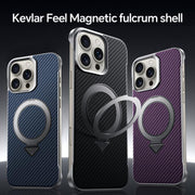 For iPhone 16 Pro SULADA Kevlar Texture MagSafe Magnetic Holder Phone Case(Purple)