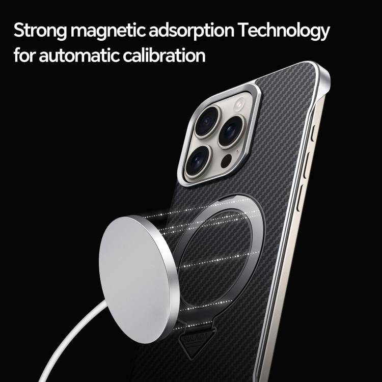 For iPhone 16 Plus SULADA Kevlar Texture MagSafe Magnetic Holder Phone Case(Brown)