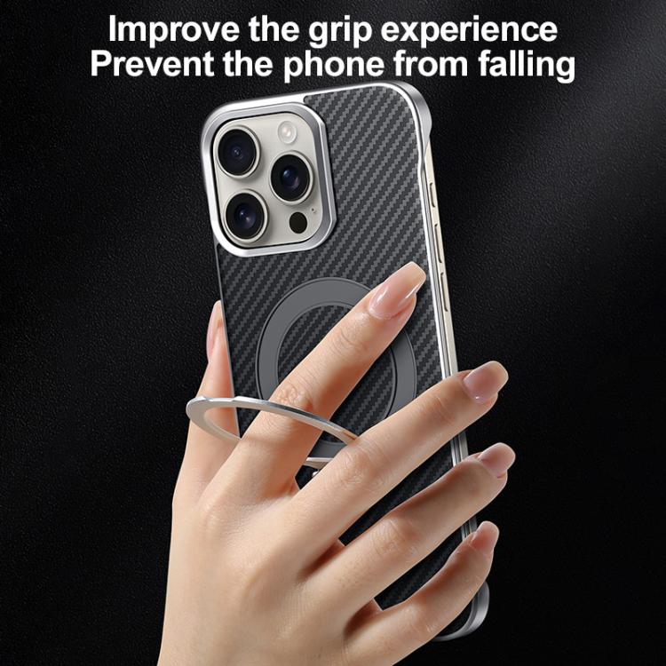 For iPhone 16 Pro SULADA Kevlar Texture MagSafe Magnetic Holder Phone Case(Purple)