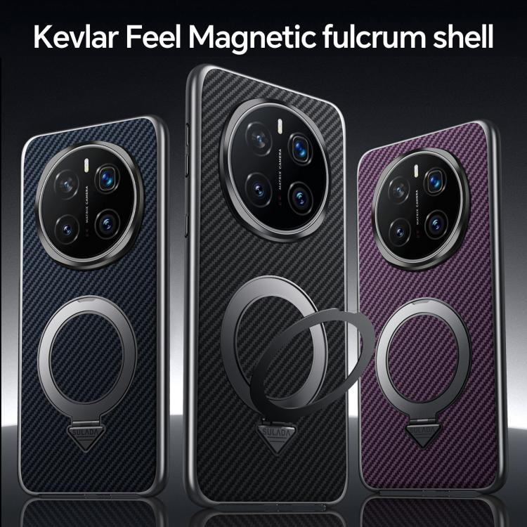 For Huawei Mate 60 SULADA Kevlar Texture MagSafe Magnetic Holder Phone Case(Blue)