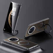 For Huawei Mate 70 SULADA Kevlar Texture MagSafe Magnetic Holder Phone Case(Brown)