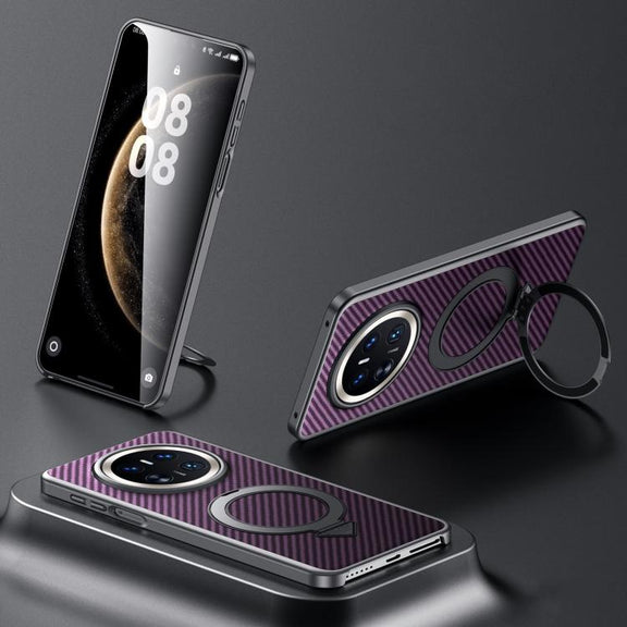For Huawei Mate 70 SULADA Kevlar Texture MagSafe Magnetic Holder Phone Case(Purple)