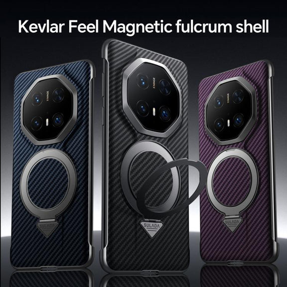 For Huawei Mate 70 RS Ultimate SULADA Kevlar Texture MagSafe Magnetic Holder Phone Case(Blue)