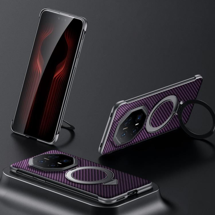 For Huawei Mate 70 RS Ultimate SULADA Kevlar Texture MagSafe Magnetic Holder Phone Case(Purple)