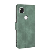 For Google Pixel 4a Solid Color Skin Feel Magnetic Buckle Horizontal Flip Calf Texture PU Leather Case with Holder & Card Slots & Wallet(Green)