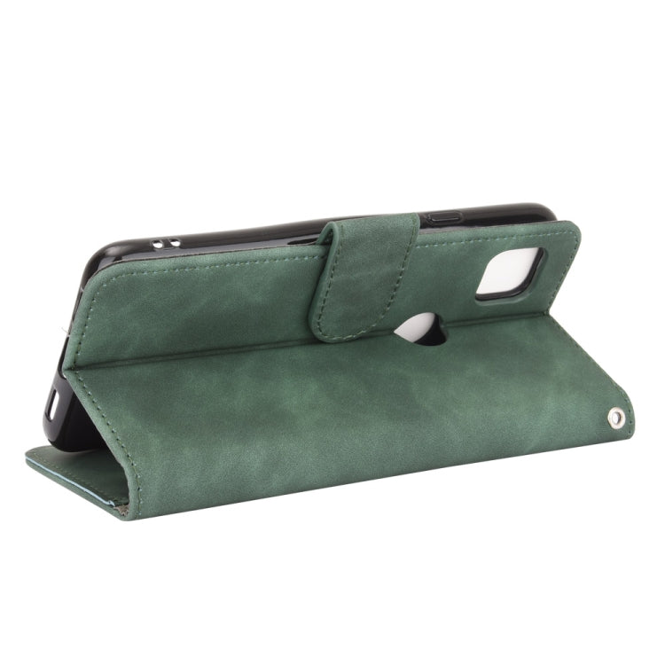 For Google Pixel 4a Solid Color Skin Feel Magnetic Buckle Horizontal Flip Calf Texture PU Leather Case with Holder & Card Slots & Wallet(Green)