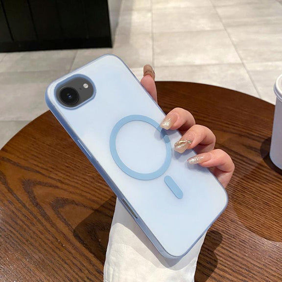 For iPhone 16e Ice Fog MagSafe PC Phone Case(Transparent Blue)