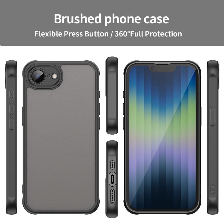 For iPhone 16e Fan Dun Series TPU Hybrid PC Frosted Phone Case(Black)