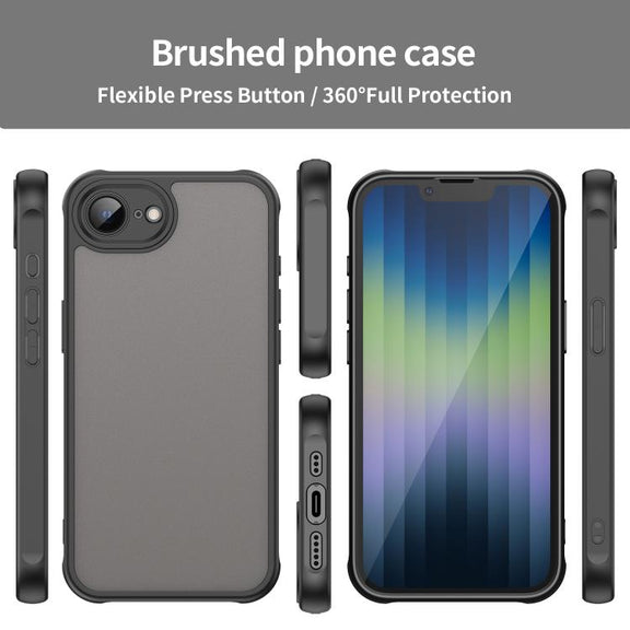 For iPhone 16e Fan Dun Series TPU Hybrid PC Frosted Phone Case(Black)