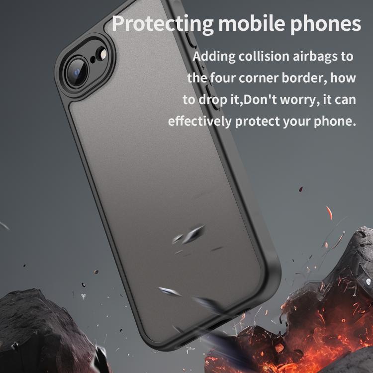For iPhone 16e Fan Dun Series TPU Hybrid PC Frosted Phone Case(Black)