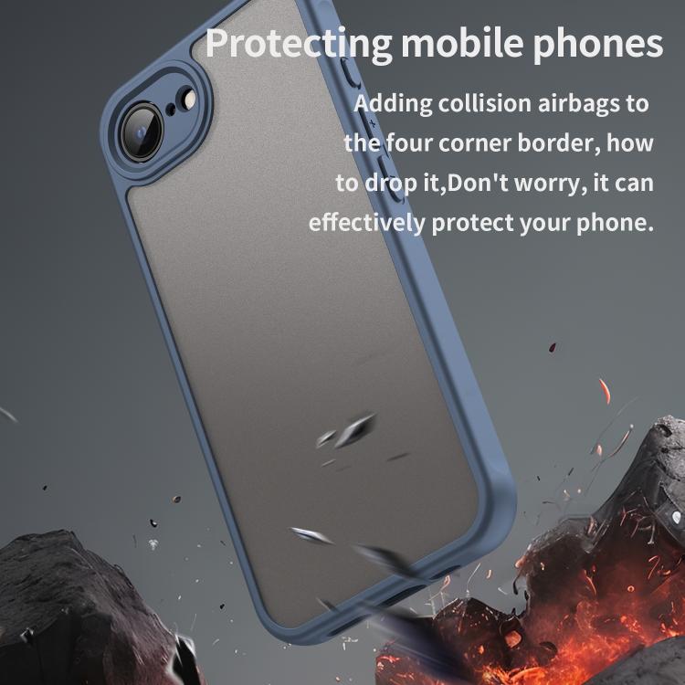 For iPhone 16e Fan Dun Series TPU Hybrid PC Frosted Phone Case(Blue)
