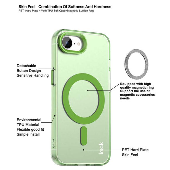 For iPhone 16e IMAK Candy Series Shockproof MagSafe Phone Case(Blue)