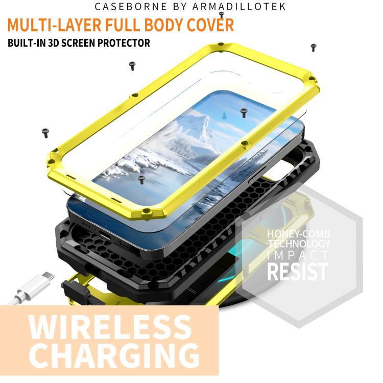 For iPhone 16e Sliding Camera IP68 Water-resistant Holder Phone Case(Yellow)