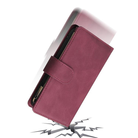 For iPhone 16e Multifunctional Multi-Card Wallet Phone Leather Case(Wine Red)