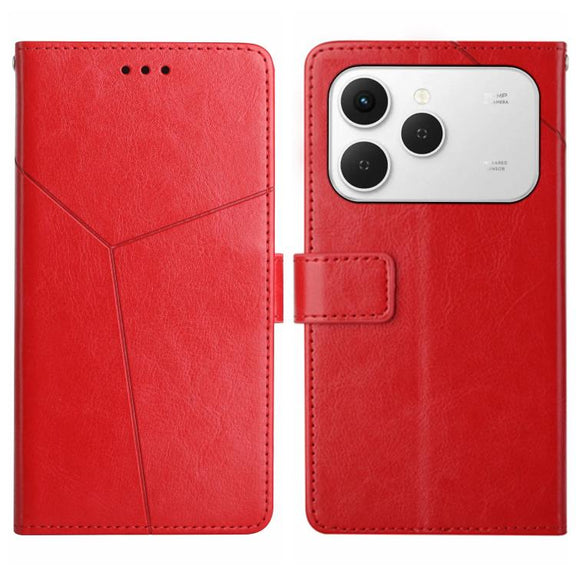 For Tecno Spark 40 4G Y-shaped Pattern Flip Leather Phone Case(Red)