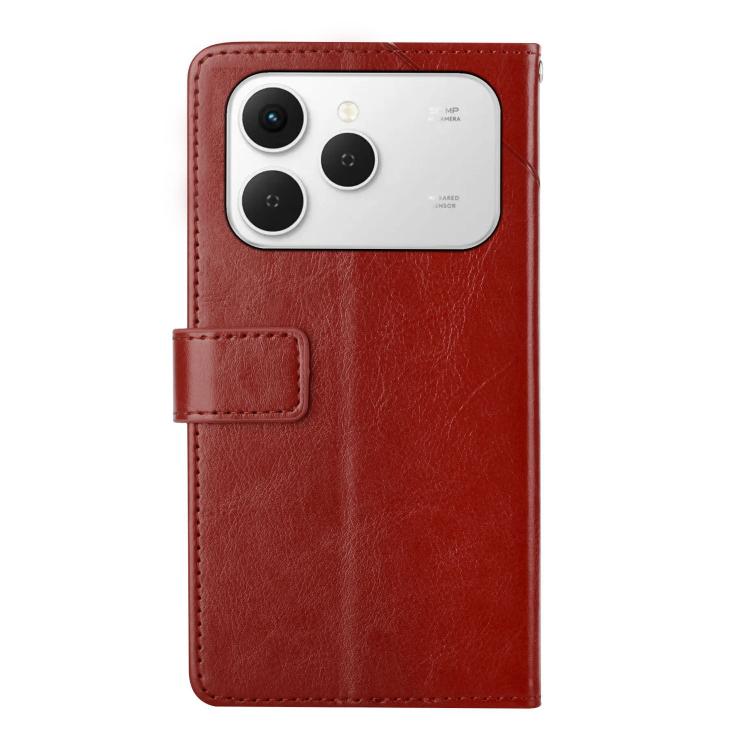 For Tecno Spark 40 4G Y-shaped Pattern Flip Leather Phone Case(Brown)