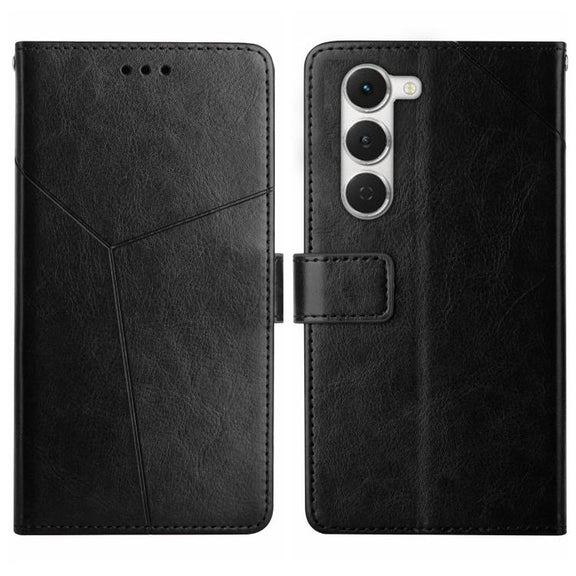 For Tecno Spark 40 Pro 4G Y-shaped Pattern Flip Leather Phone Case(Black)