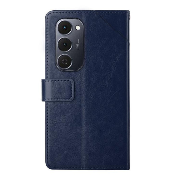 For Tecno Spark 40 Pro+ 4G Y-shaped Pattern Flip Leather Phone Case(Blue)