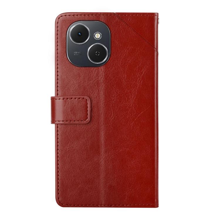 For Tecno Spark 40C Y-shaped Pattern Flip Leather Phone Case(Brown)