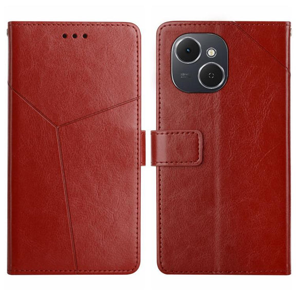 For Tecno Spark 40C Y-shaped Pattern Flip Leather Phone Case(Brown)
