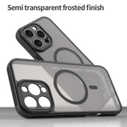 For iPhone 16e Fan Dun Series TPU Hybrid PC Frosted Magsafe Phone Case(Black)