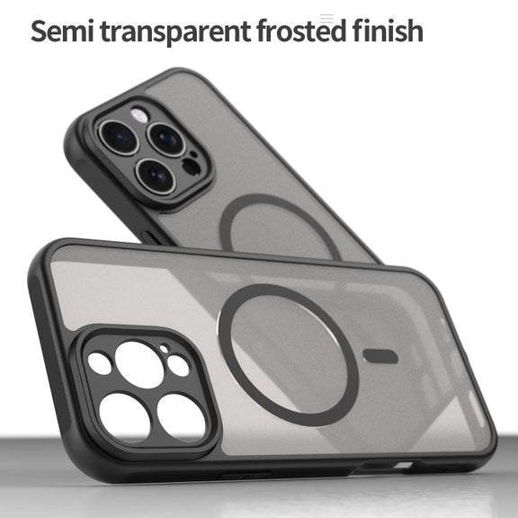 For iPhone 16e Fan Dun Series TPU Hybrid PC Frosted Magsafe Phone Case(Black)