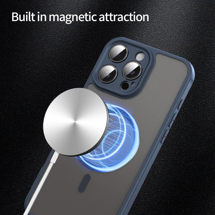 For iPhone 16e Fan Dun Series TPU Hybrid PC Frosted Magsafe Phone Case(Blue)