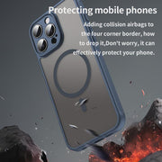 For iPhone 16e Fan Dun Series TPU Hybrid PC Frosted Magsafe Phone Case(Blue)