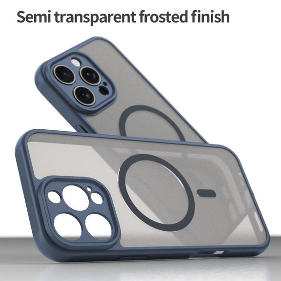 For iPhone 16e Fan Dun Series TPU Hybrid PC Frosted Magsafe Phone Case(Blue)