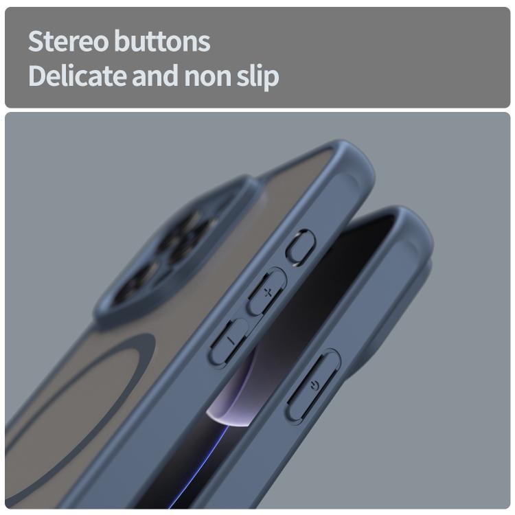 For iPhone 16e Fan Dun Series TPU Hybrid PC Frosted Magsafe Phone Case(Blue)
