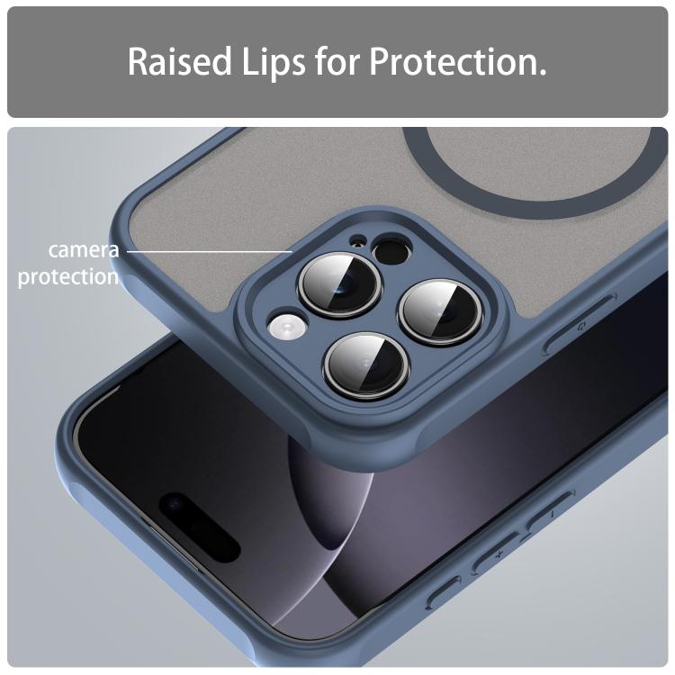 For iPhone 16e Fan Dun Series TPU Hybrid PC Frosted Magsafe Phone Case(Blue)
