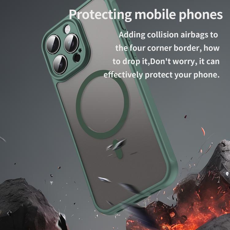 For iPhone 16e Fan Dun Series TPU Hybrid PC Frosted Magsafe Phone Case(Green)