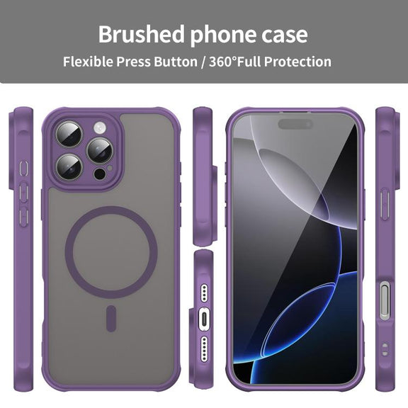 For iPhone 16e Fan Dun Series TPU Hybrid PC Frosted Magsafe Phone Case(Purple)