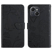 For Tecno Spark 40C Skin Feel Butterfly Embossed Flip Leather Phone Case(Black)