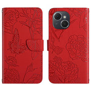 For Tecno Spark 40C Skin Feel Butterfly Embossed Flip Leather Phone Case(Red)