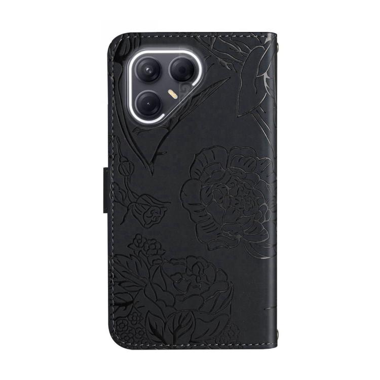 For Tecno Pova 7 5G Skin Feel Butterfly Embossed Flip Leather Phone Case(Black)
