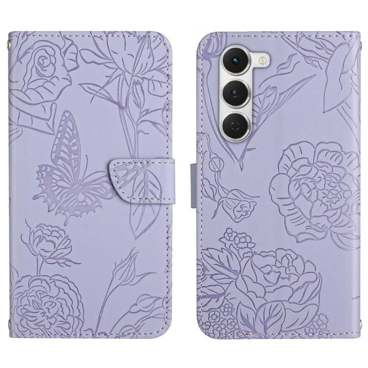 For Tecno Spark 40 Pro 4G Skin Feel Butterfly Embossed Flip Leather Phone Case(Purple)