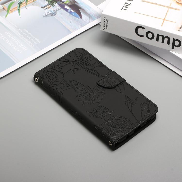 For Tecno Spark 40 4G Skin Feel Butterfly Embossed Flip Leather Phone Case(Black)