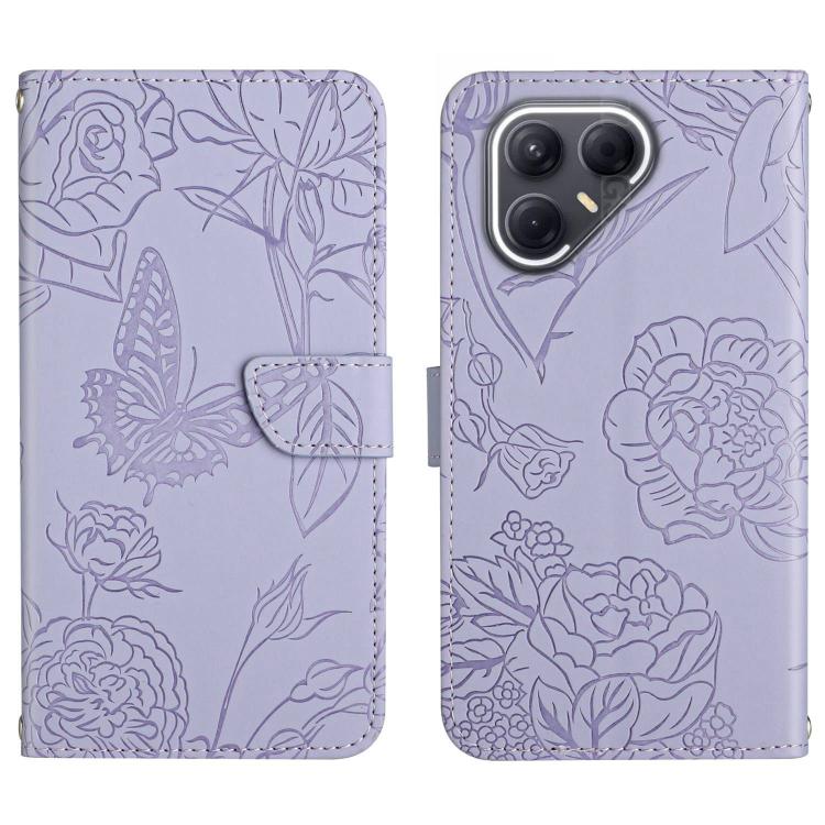 For Tecno Pova 7 Ultra 5G Skin Feel Butterfly Embossed Flip Leather Phone Case(Purple)