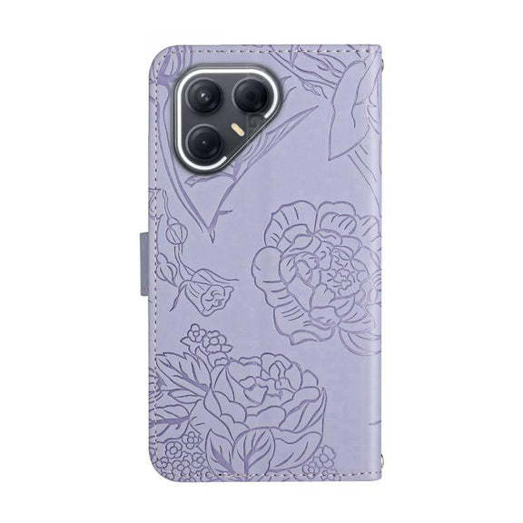 For Tecno Pova 7 Ultra 5G Skin Feel Butterfly Embossed Flip Leather Phone Case(Purple)