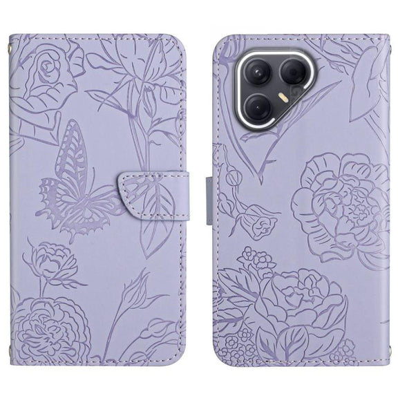 For Tecno Pova 7 Ultra 5G Skin Feel Butterfly Embossed Flip Leather Phone Case(Purple)