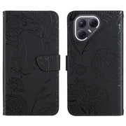 For Tecno Pova 7 Ultra 5G Skin Feel Butterfly Embossed Flip Leather Phone Case(Black)